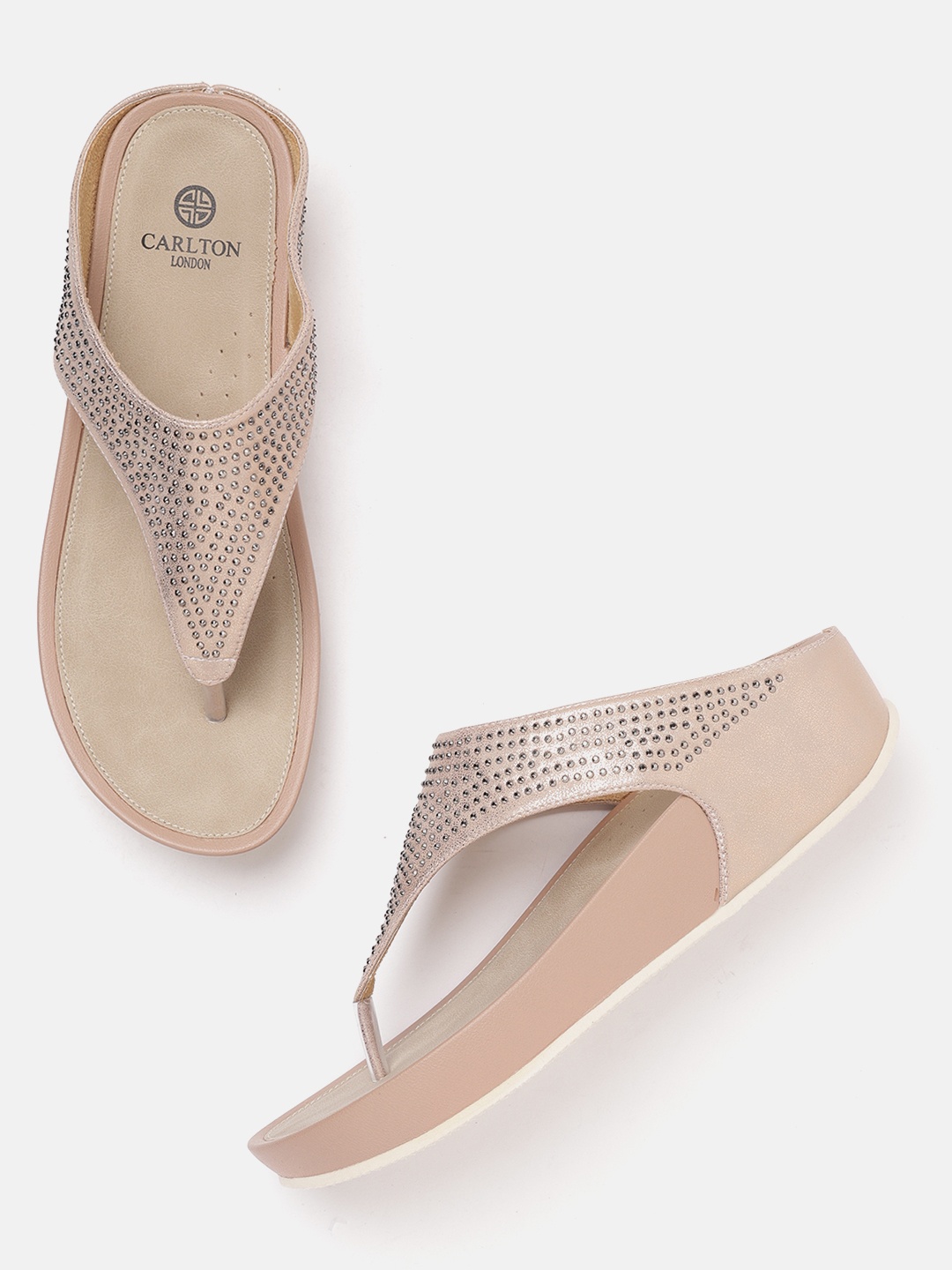 

Carlton London Women Rose Gold-Toned Embellished Comfort Heels