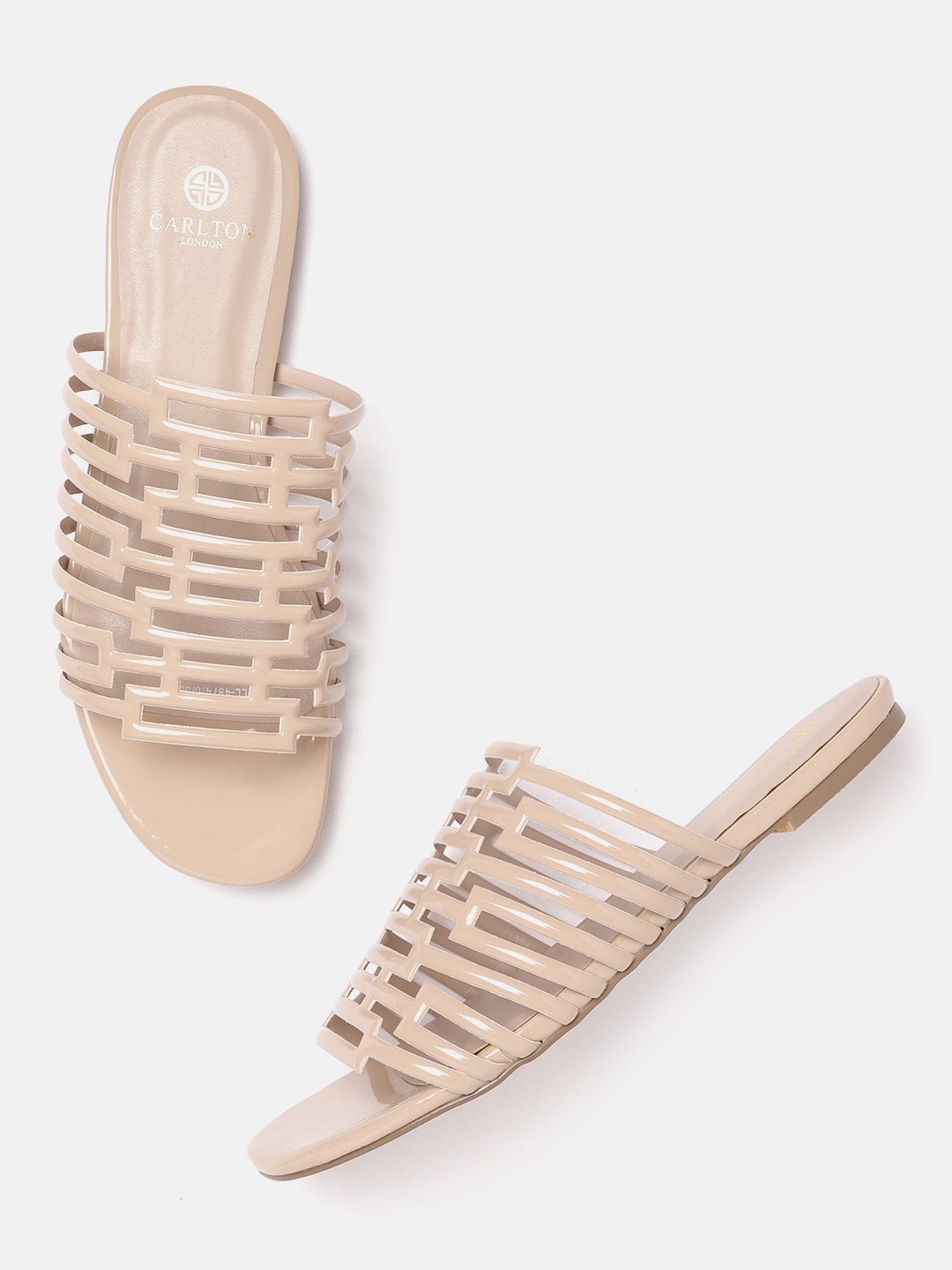 

Carlton London Women Beige Cut-Work Open Toe Flats