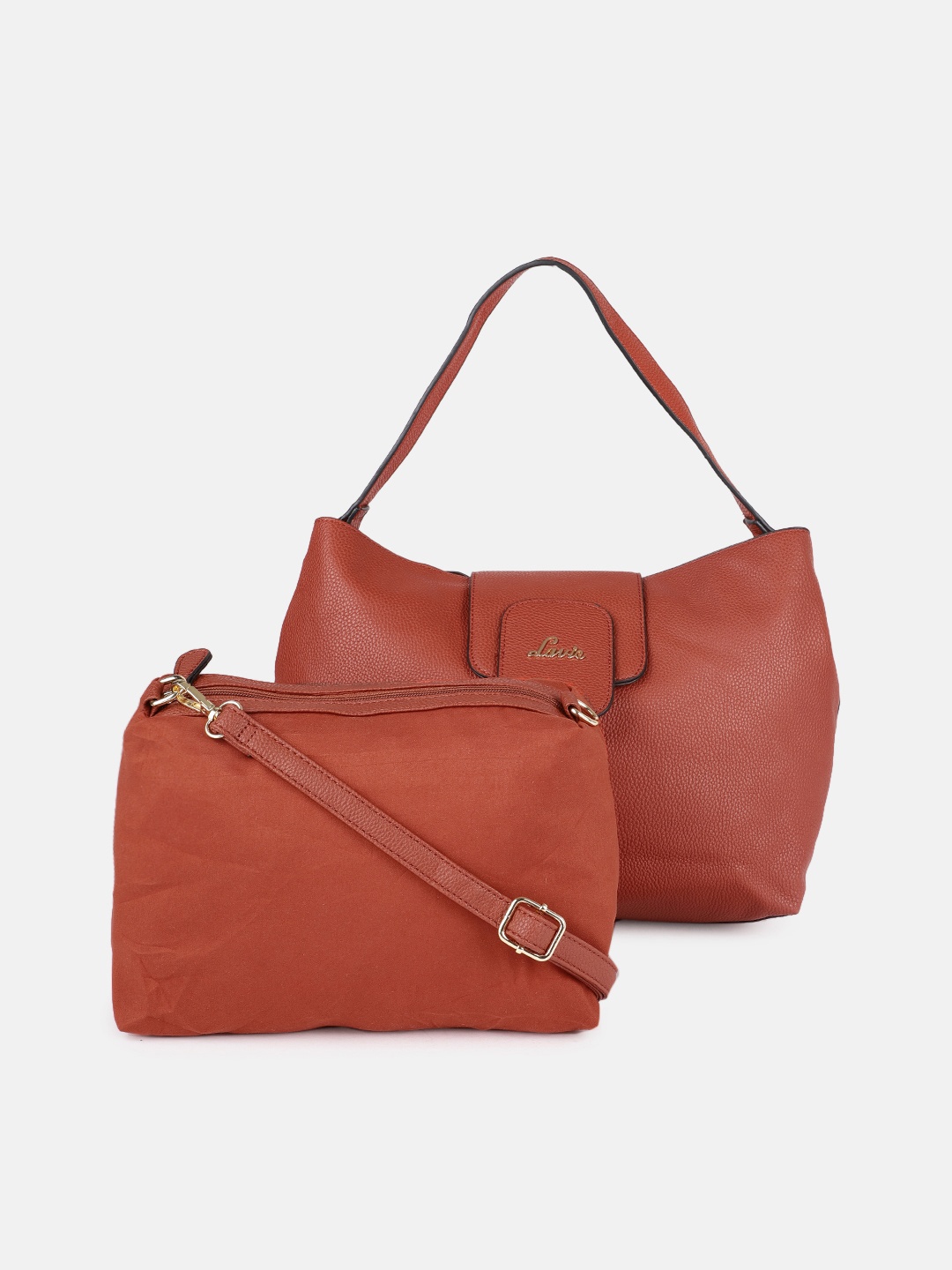 

Lavie Rust-Red Solid Hobo Bag