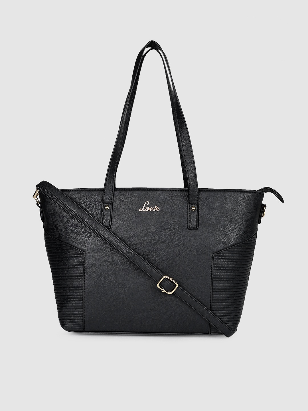 

Lavie Women Black Textured Shoulder Bag
