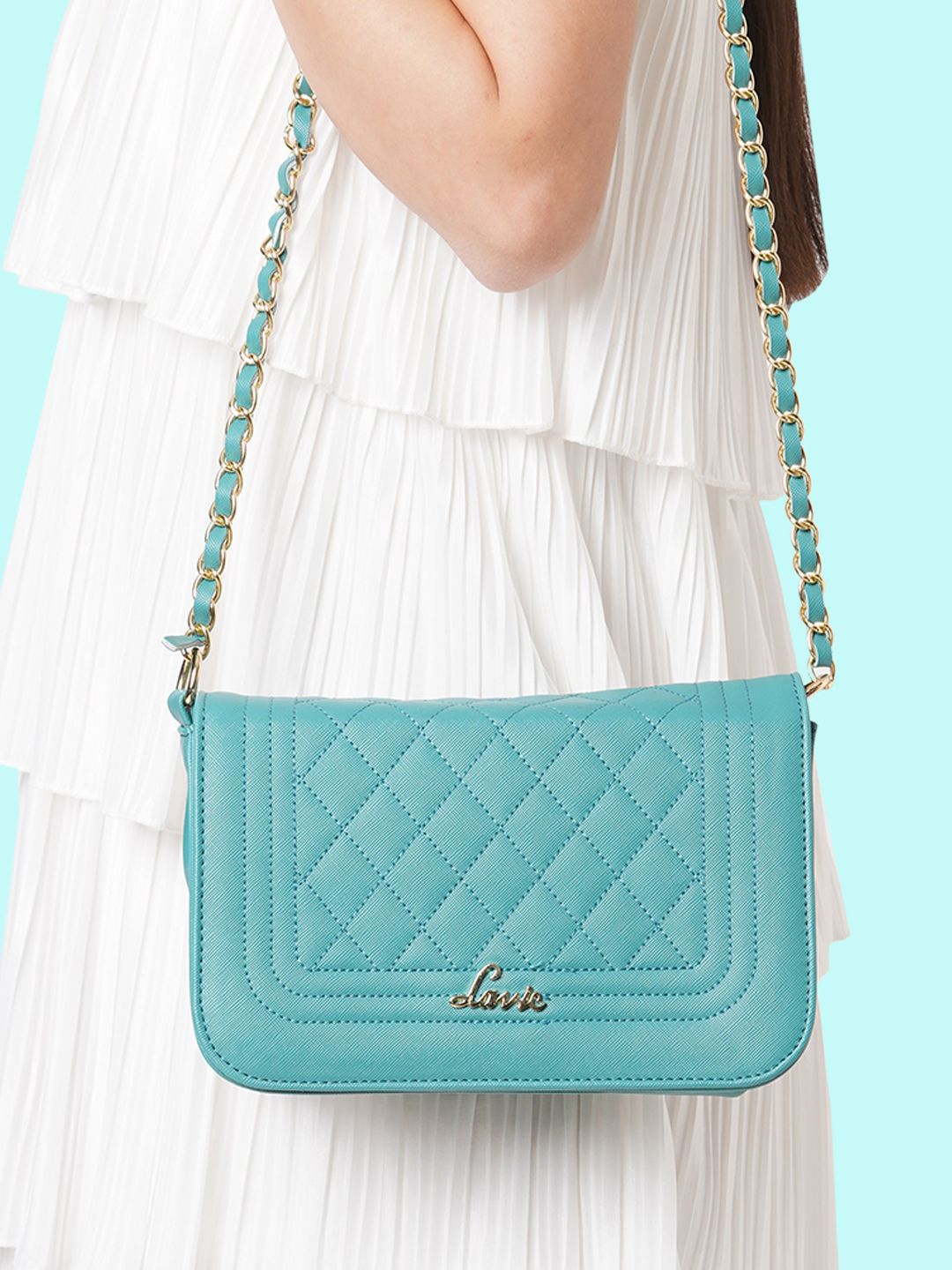 

Lavie Moritz Tan Embellished Quilted Handheld Bag