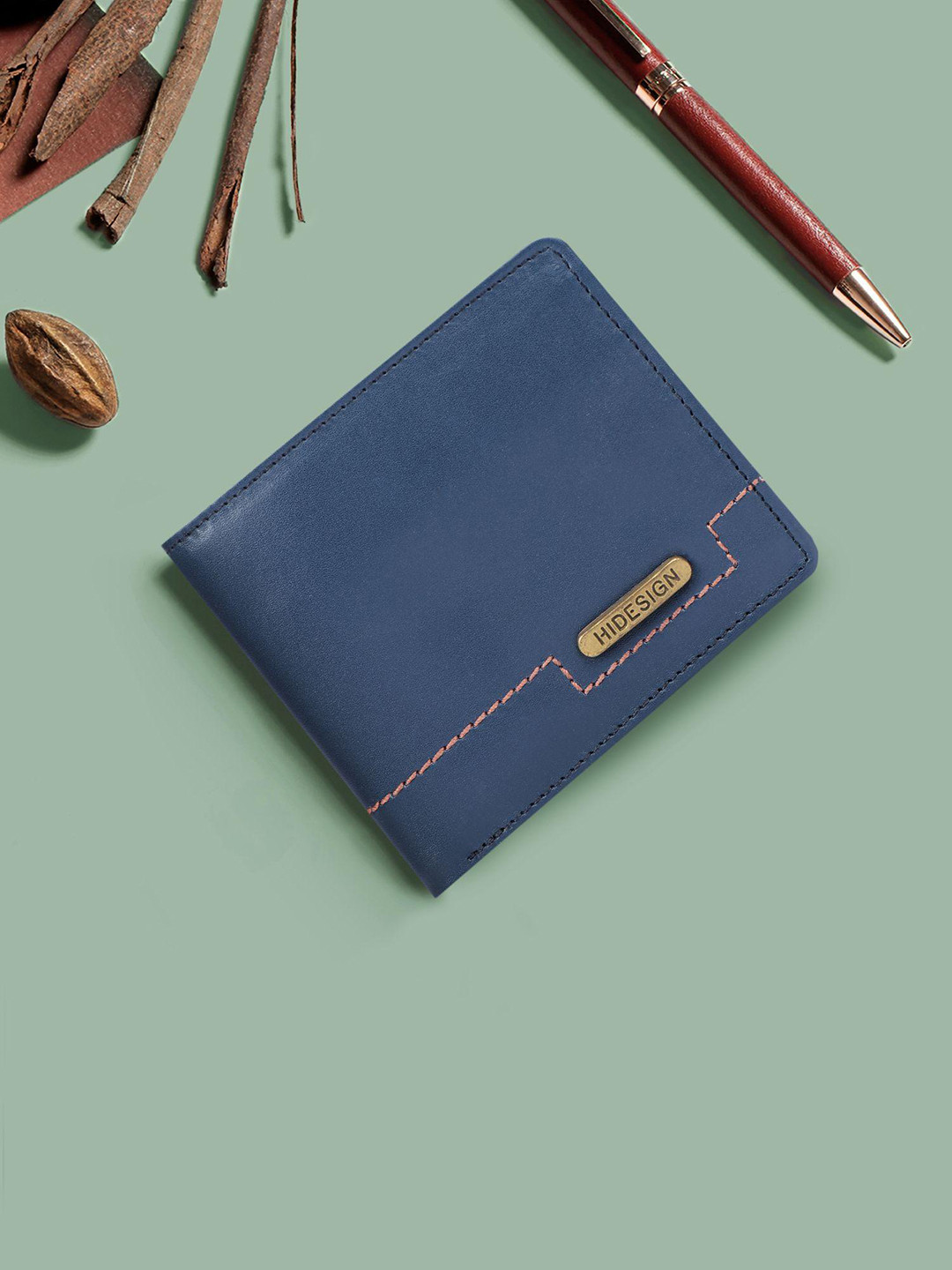 

Hidesign Men Blue Solid Leather Two Fold Wallet