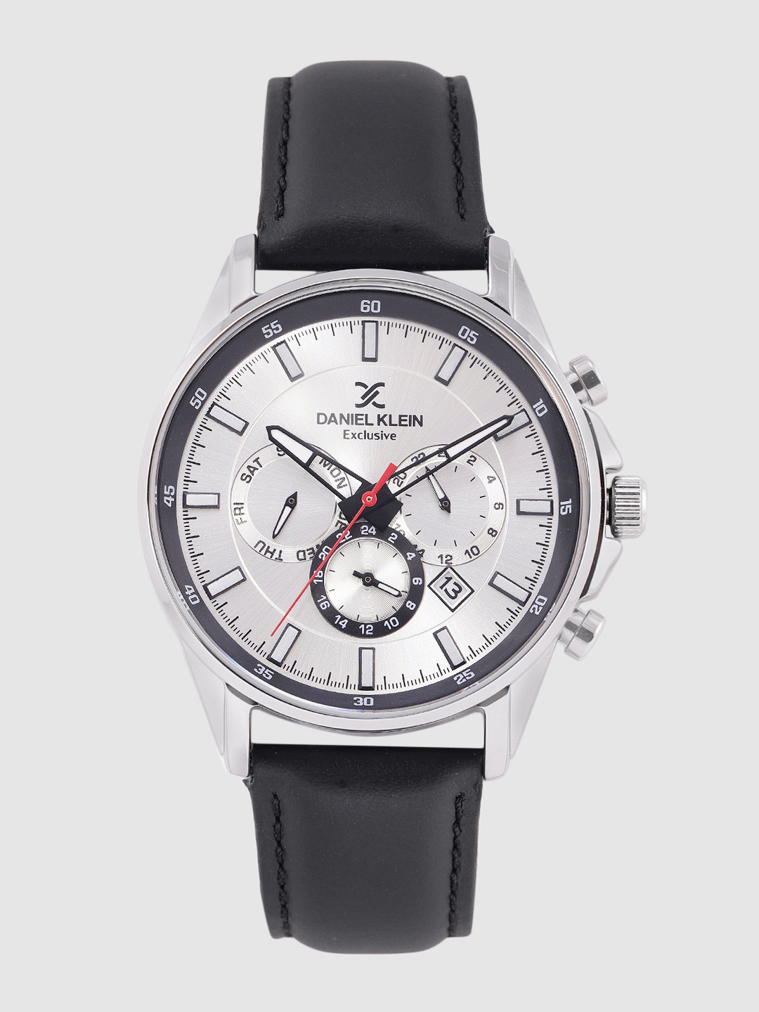 

Daniel Klein Men Silver-Toned Leather Analogue Watch DK.1.12341-1