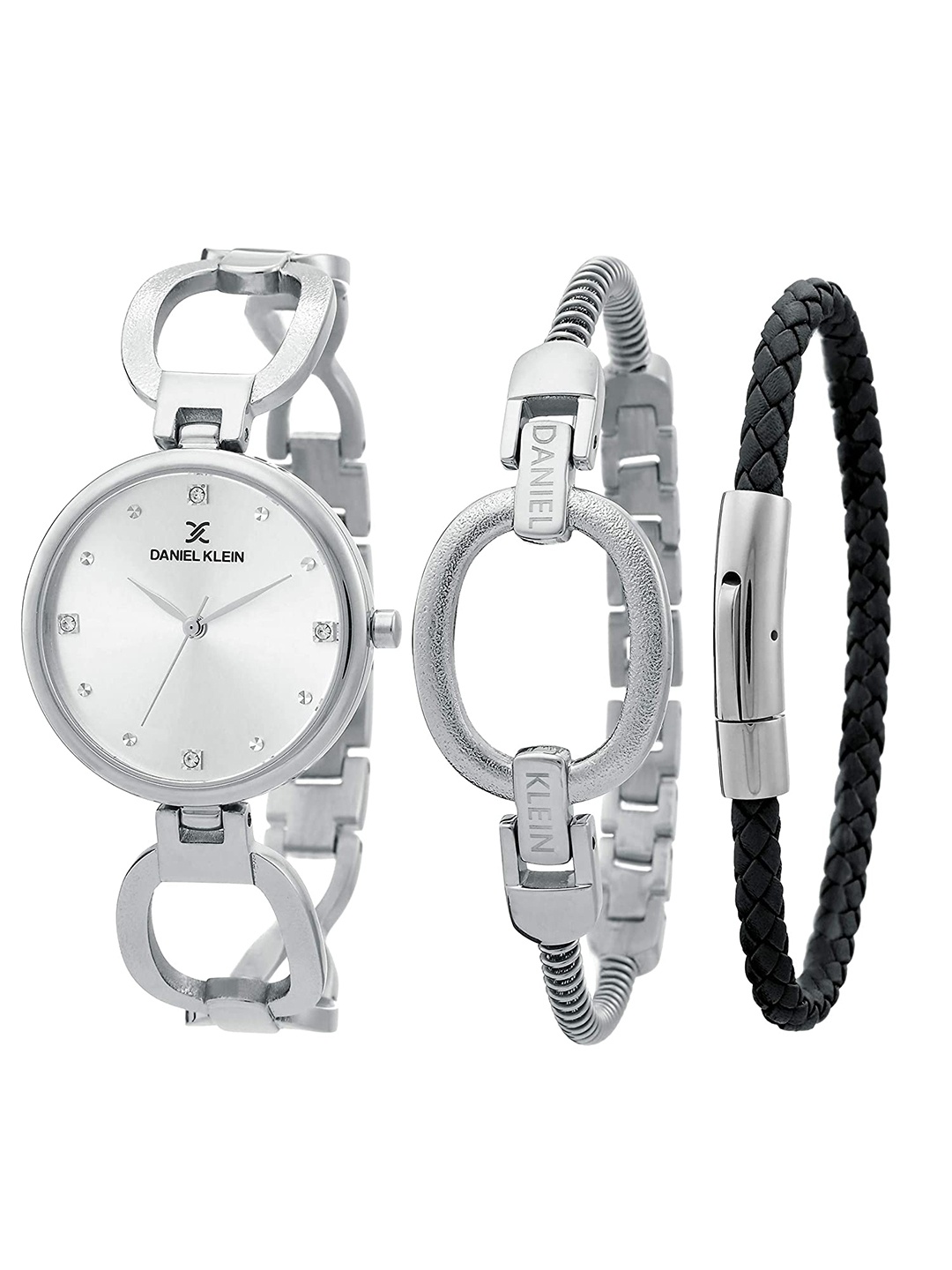 

Daniel Klein Women Analogue Watch with 2 Bracelets Gift Set, Silver