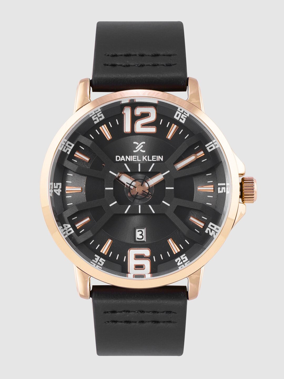 

Daniel Klein Men Black Leather Analogue Watch DK.1.12374-6