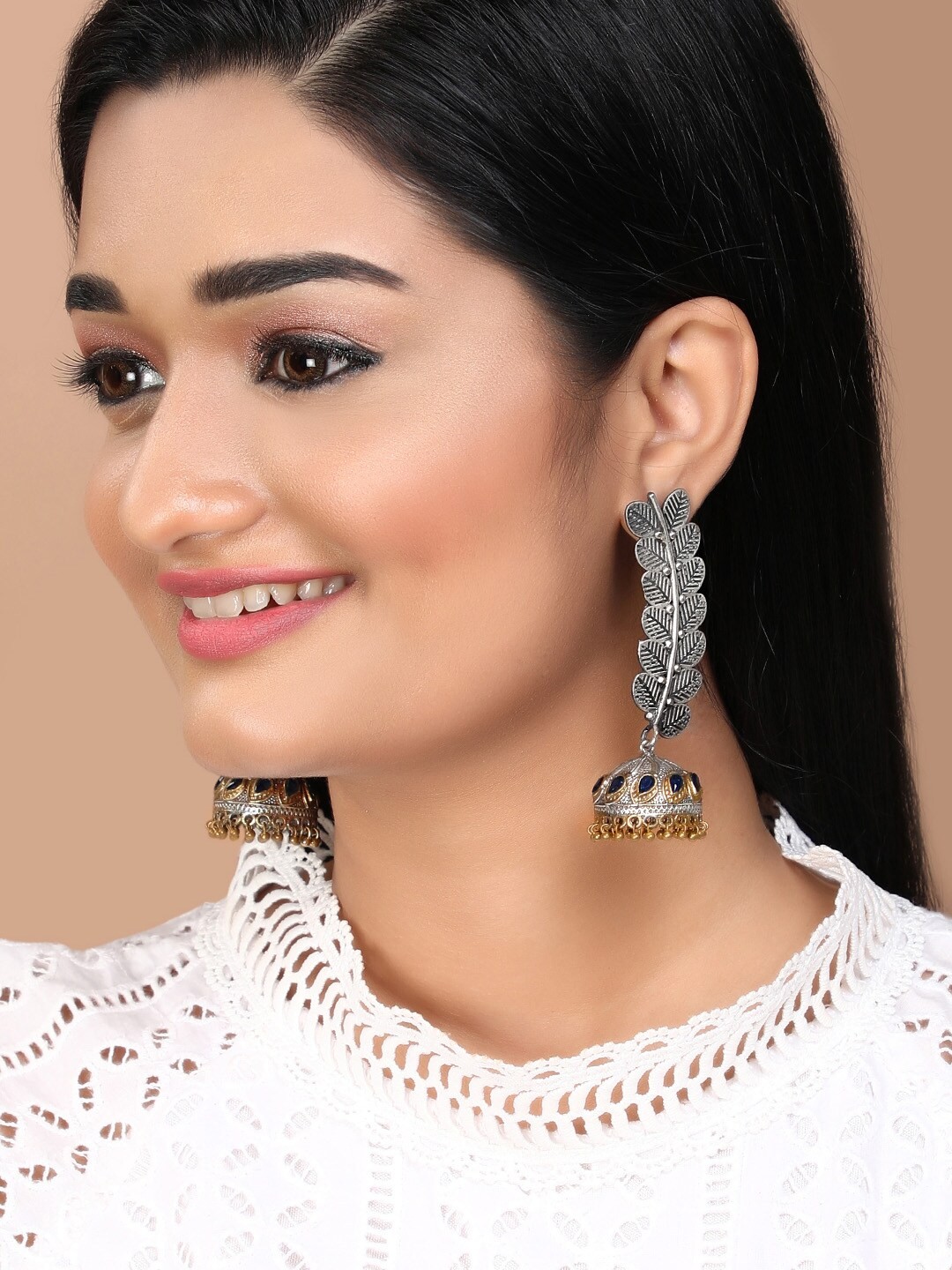 

Rubans Silver-Toned & Gold-Toned Contemporary Drop Earrings