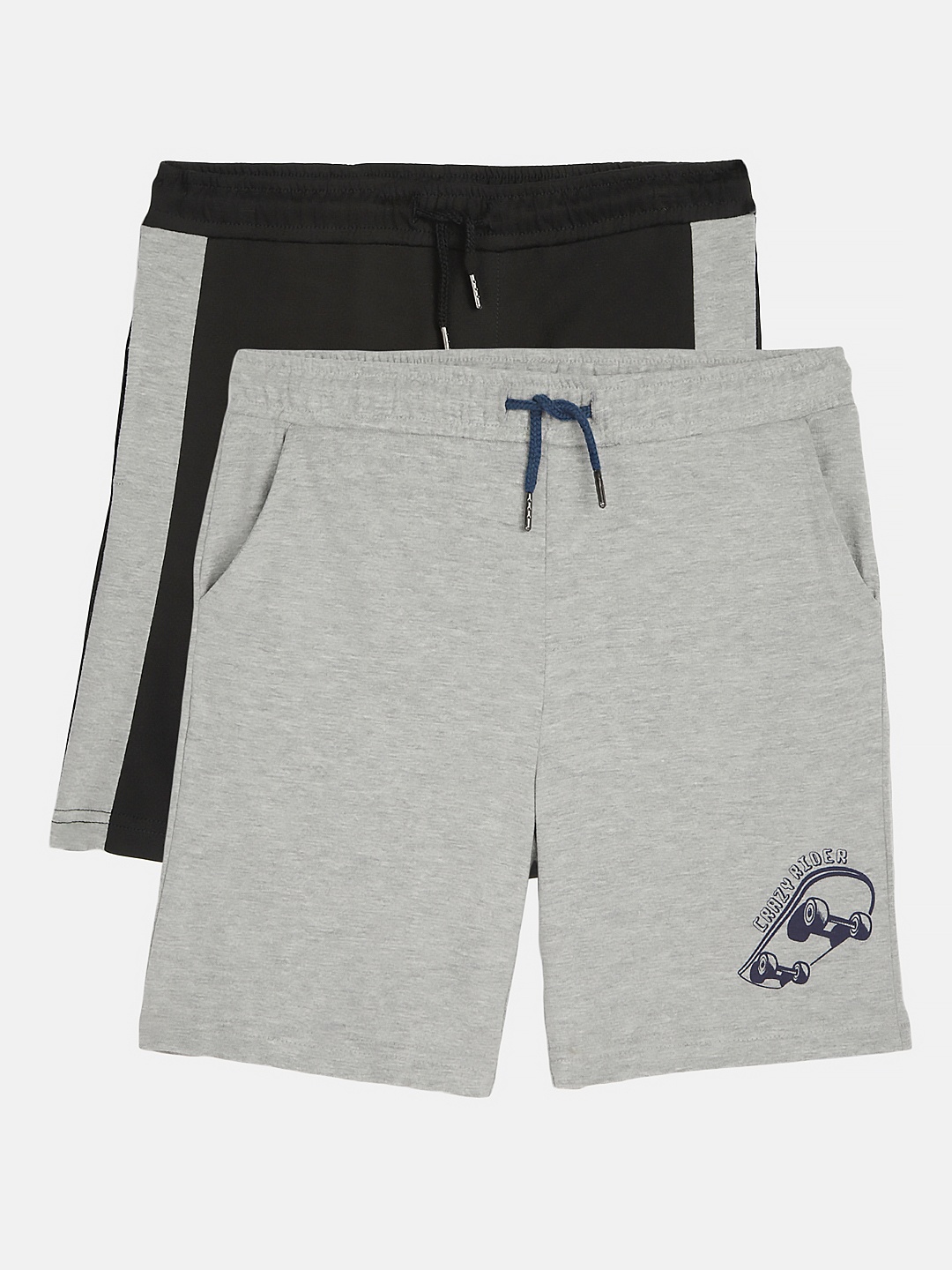 

YK Basics Boys Pack of 2 Regular Fit Shorts, Black