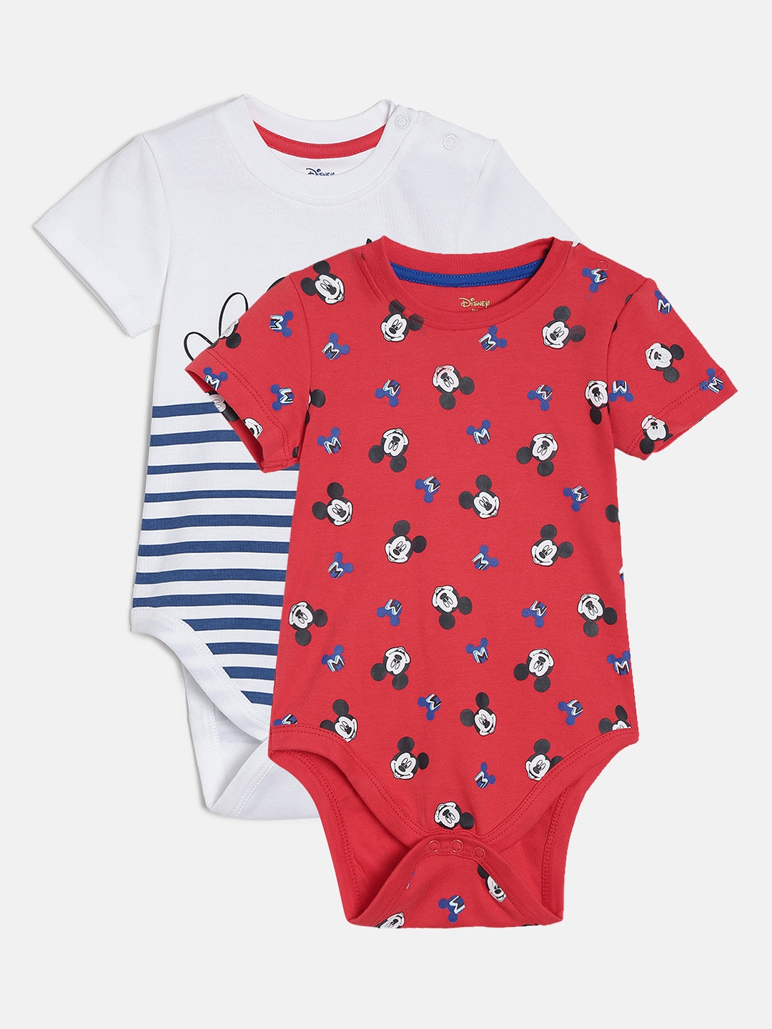 

YK Disney Boys Pack Of 2 Mickey Mouse Printed Bodysuits, Red