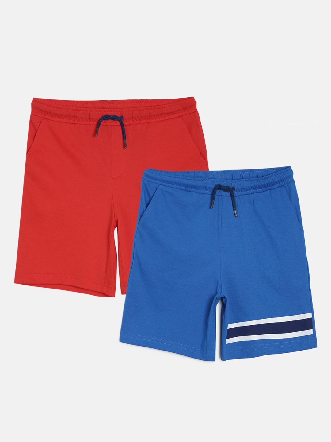 

YK Basics Boys Pack of 2 Solid Regular Fit Shorts, Red