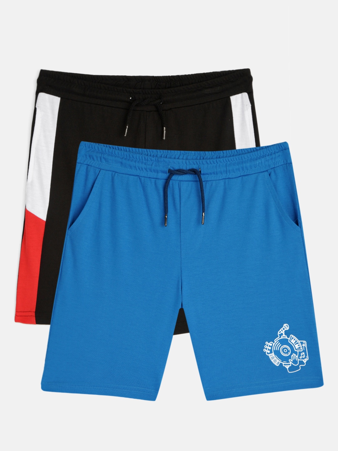 

YK Basics Boys Set Of 2 Solid Regular Fit Shorts, Black