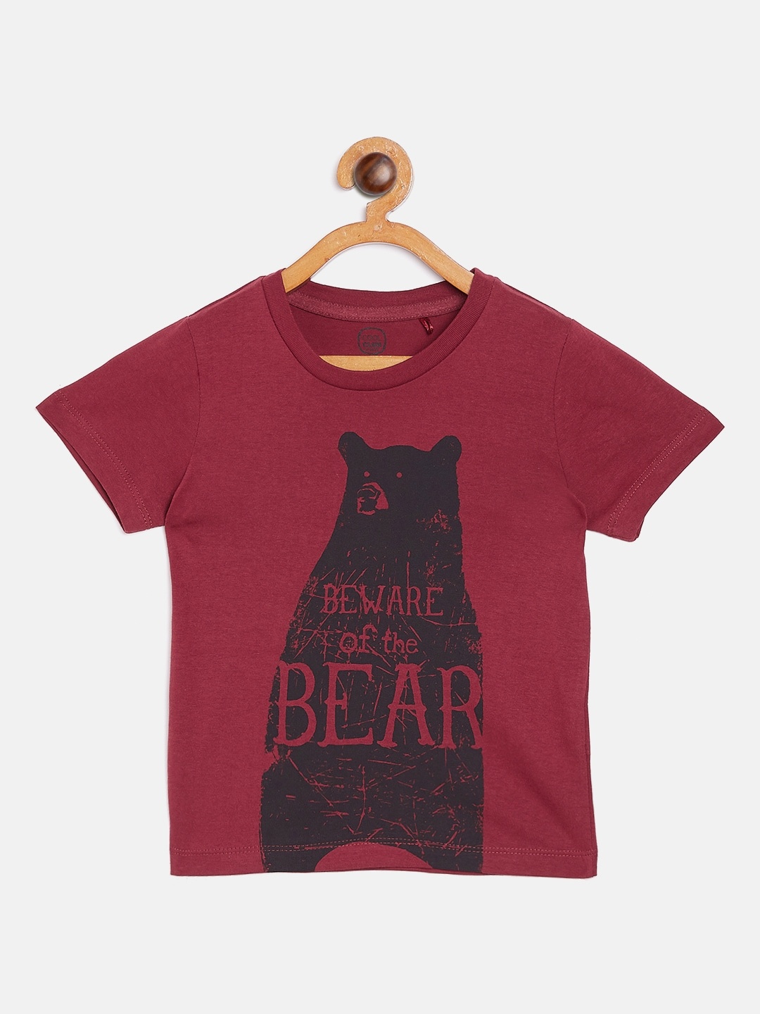 

COOL CLUB Boys Maroon & Black Printed Round Neck T-shirt