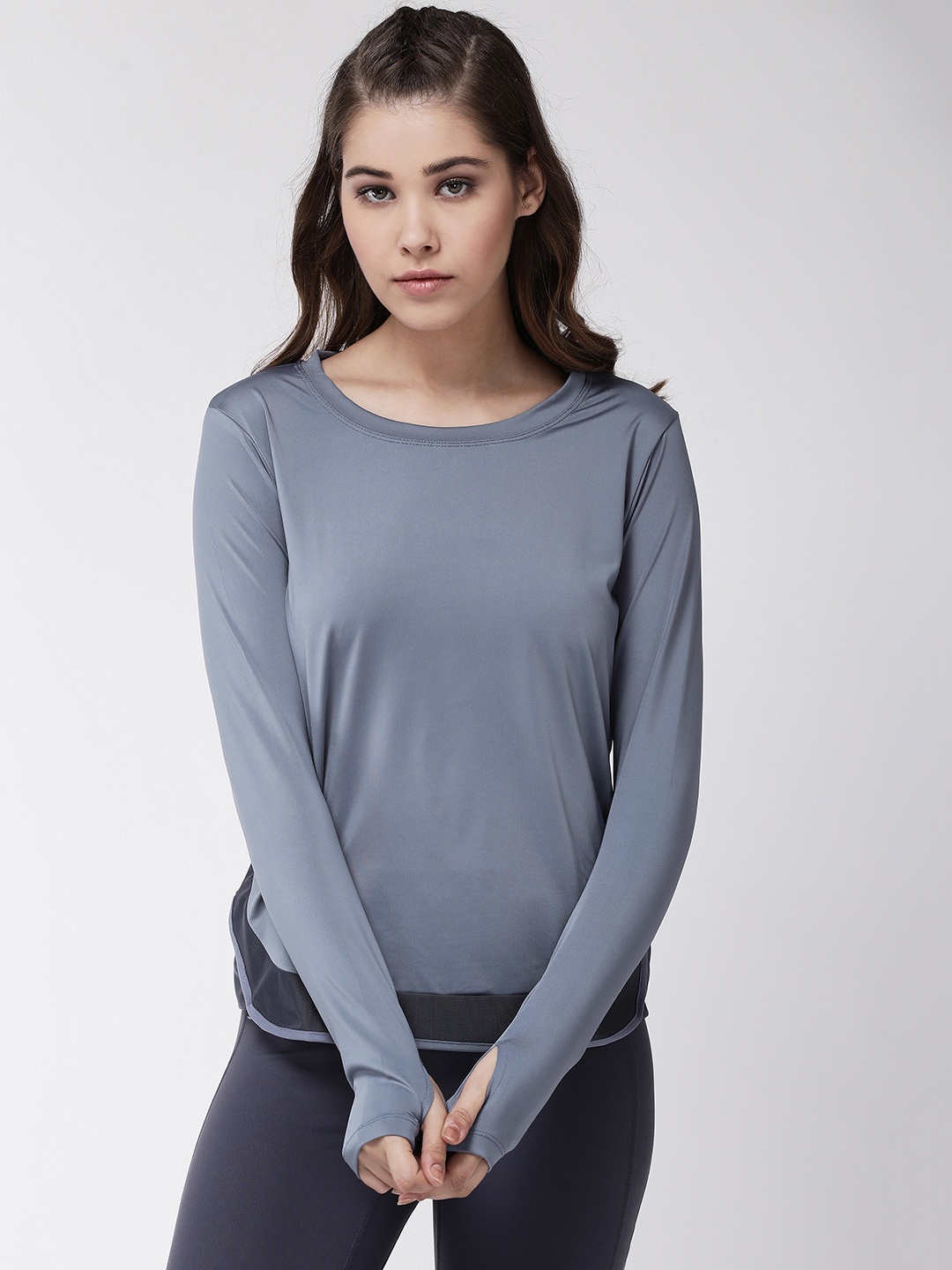 

Fitkin Women Blue Solid Round Neck Running T-shirt