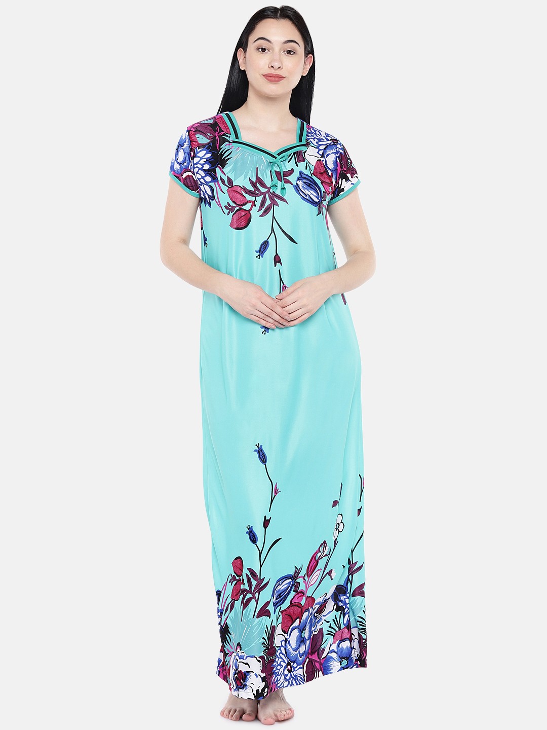 

Pretty Awesome Green Printed Nightdress PTAS783