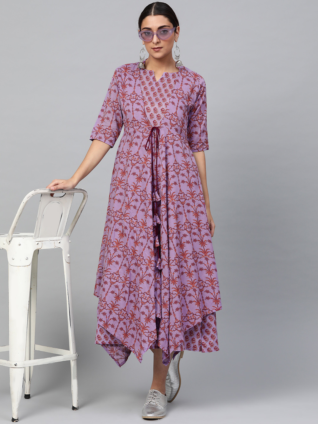 

Libas Women Purple & Pink Printed Maxi Dress