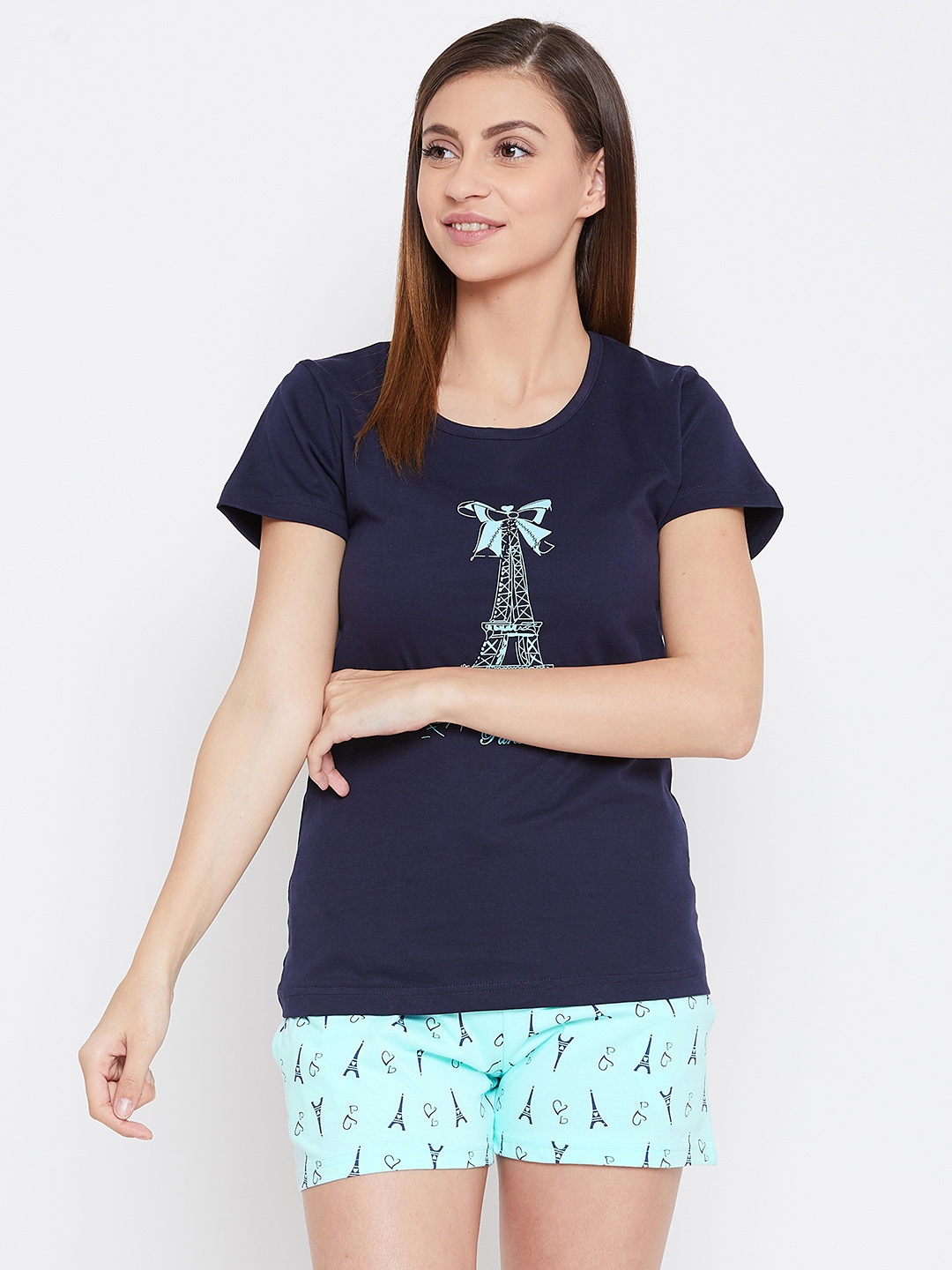 

Nite Flite Women Blue Printed Night suit