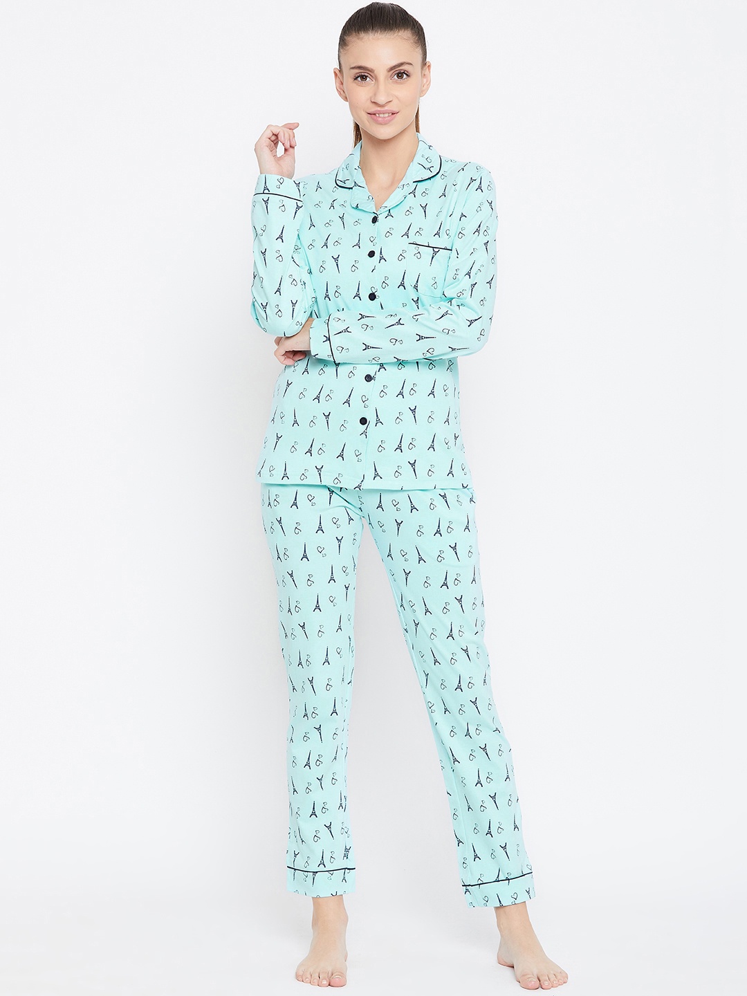 

Nite Flite Women Blue Printed Night suit