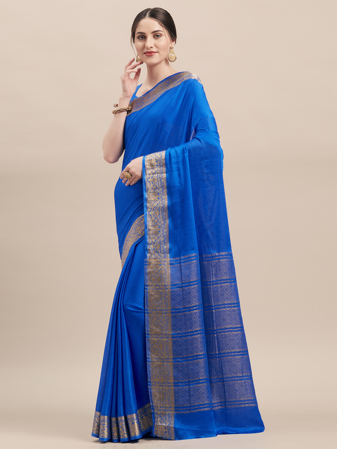 

Shaily Blue Woven Design Silk Blend Saree