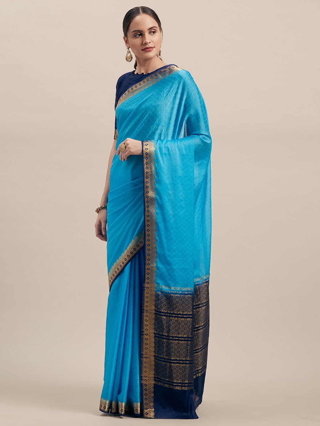 

Shaily Blue Woven Design Silk Blend Saree