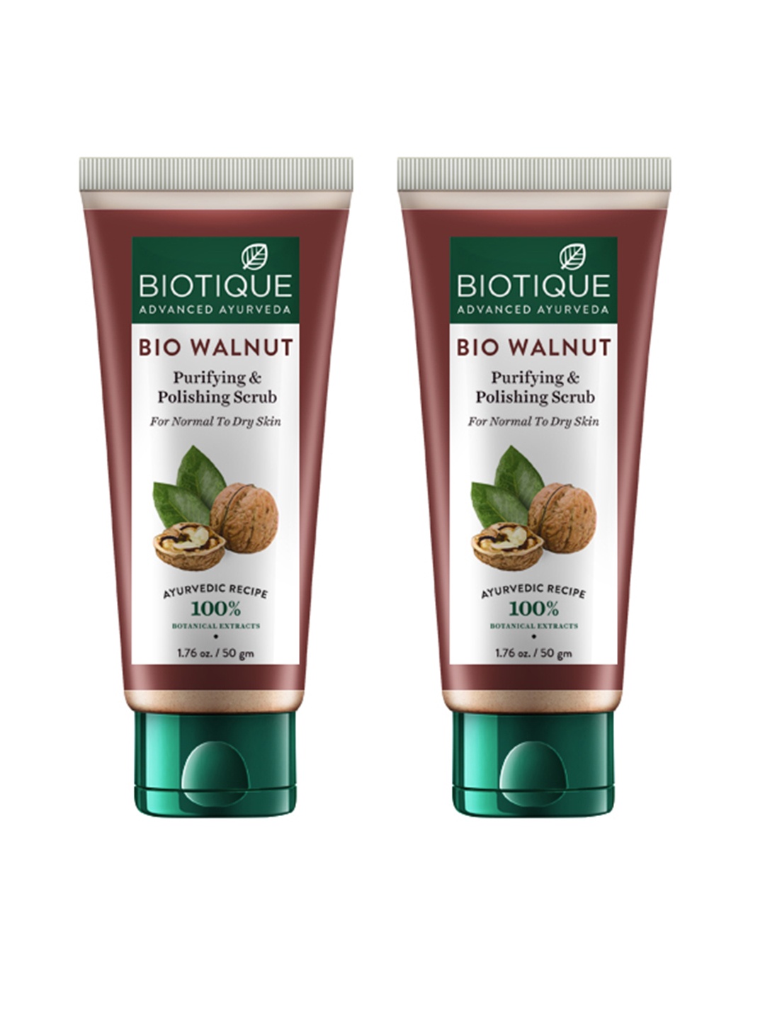 

Biotique Unisex Set Of 2 Bio Walnut Purifying & Polishing Scrub, Brown