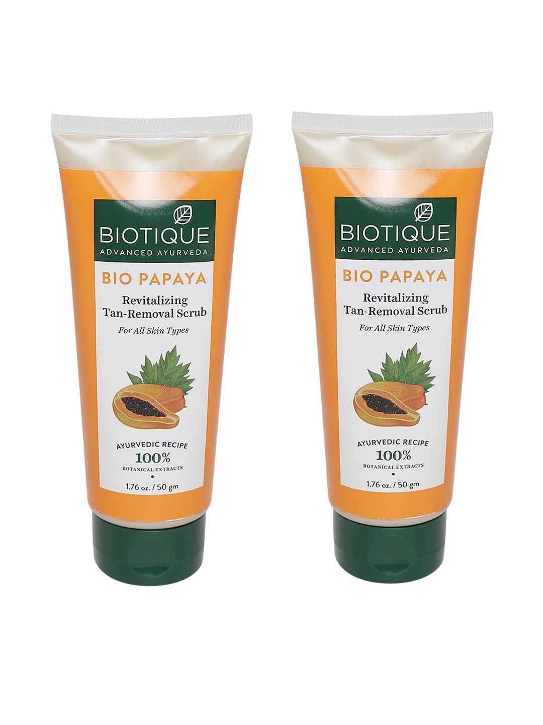 

Biotique Unisex Set Of 2 Papaya Revitalizing Tan Removal Scrub, Beige