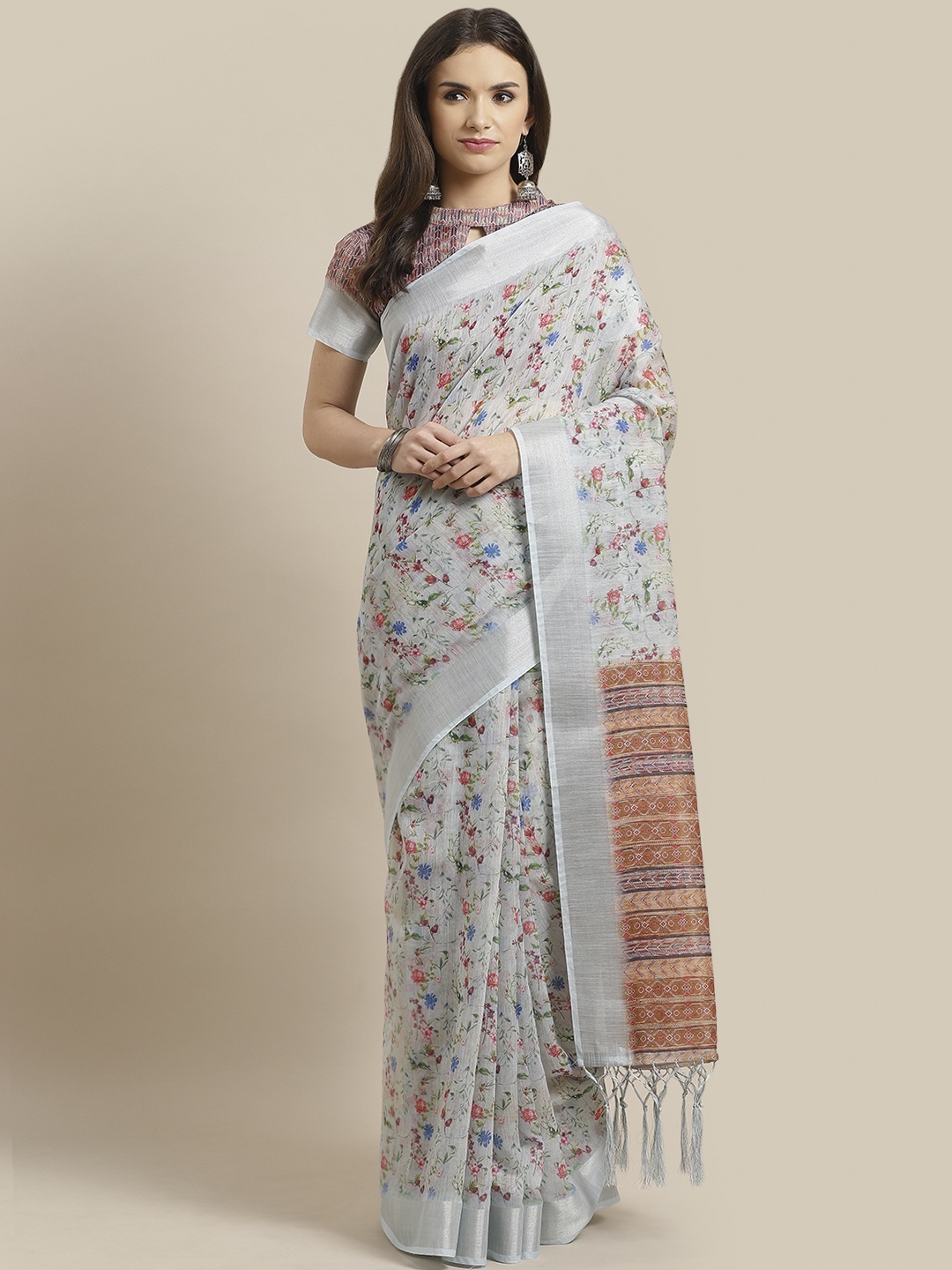 

Saree mall Blue & Pink Printed Saree