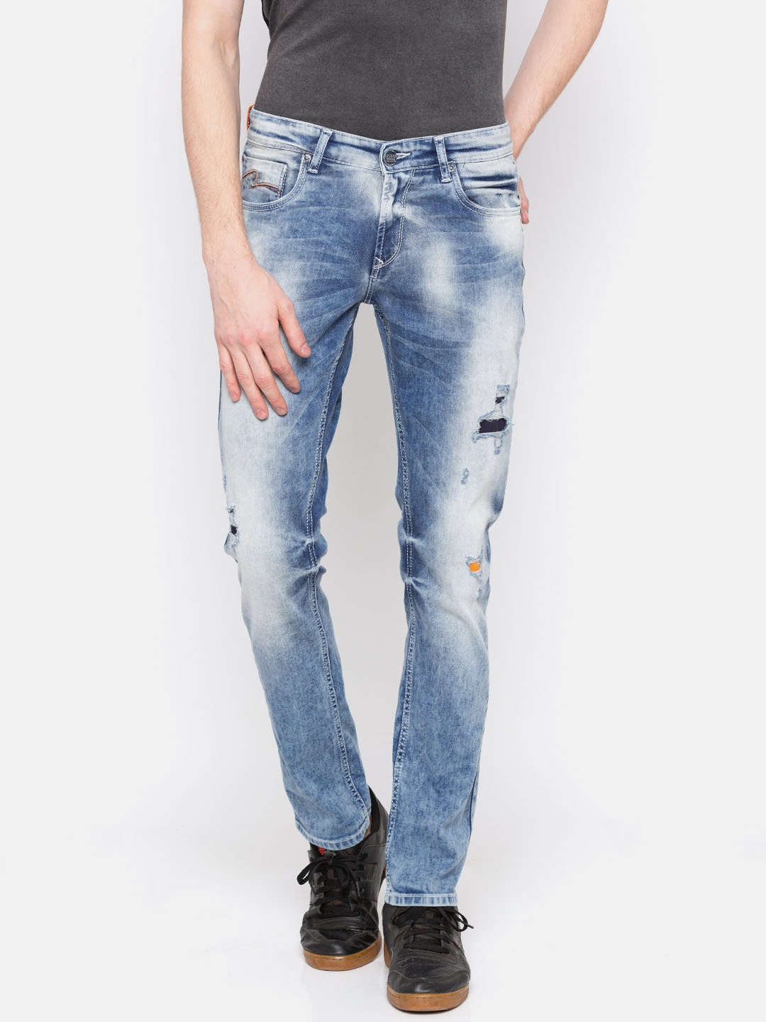 

SPYKAR Men Blue Skinny Fit Low-Rise Mildly Distressed Stretchable Jeans