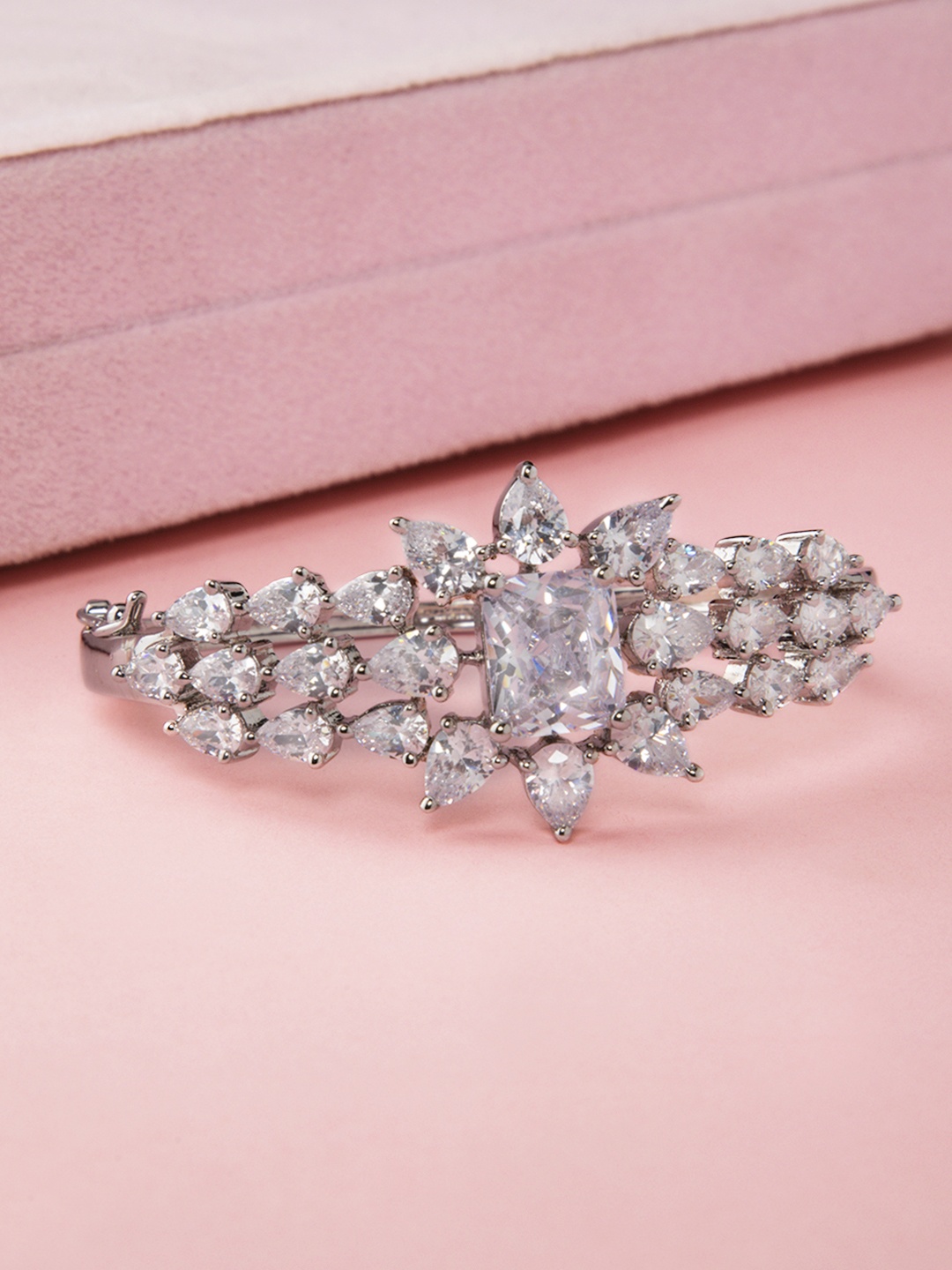

Rubans Silver-Toned Stone Studded Bracelet