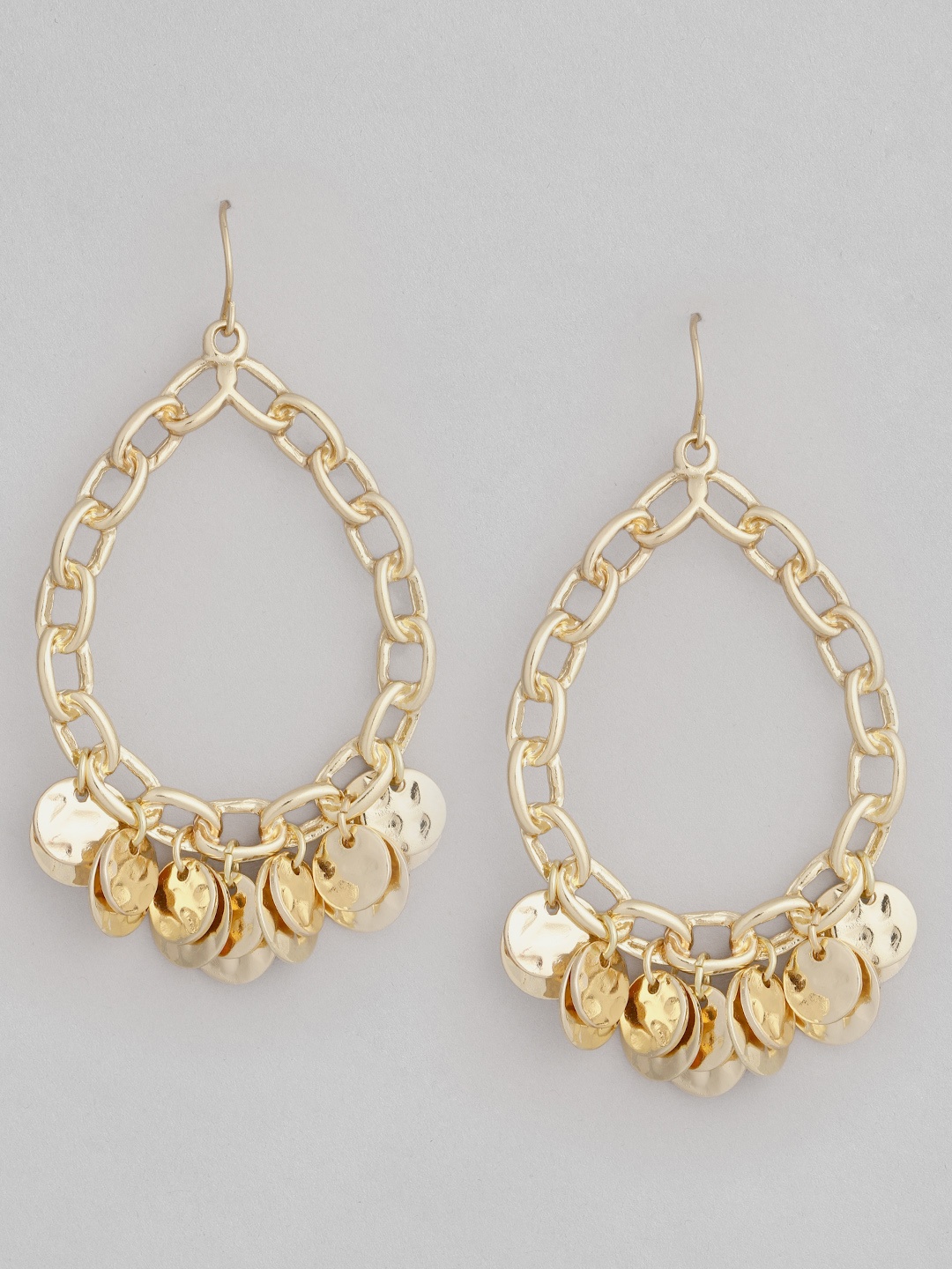 

DressBerry Gold-Toned Teardrop Shaped Drop Earrings