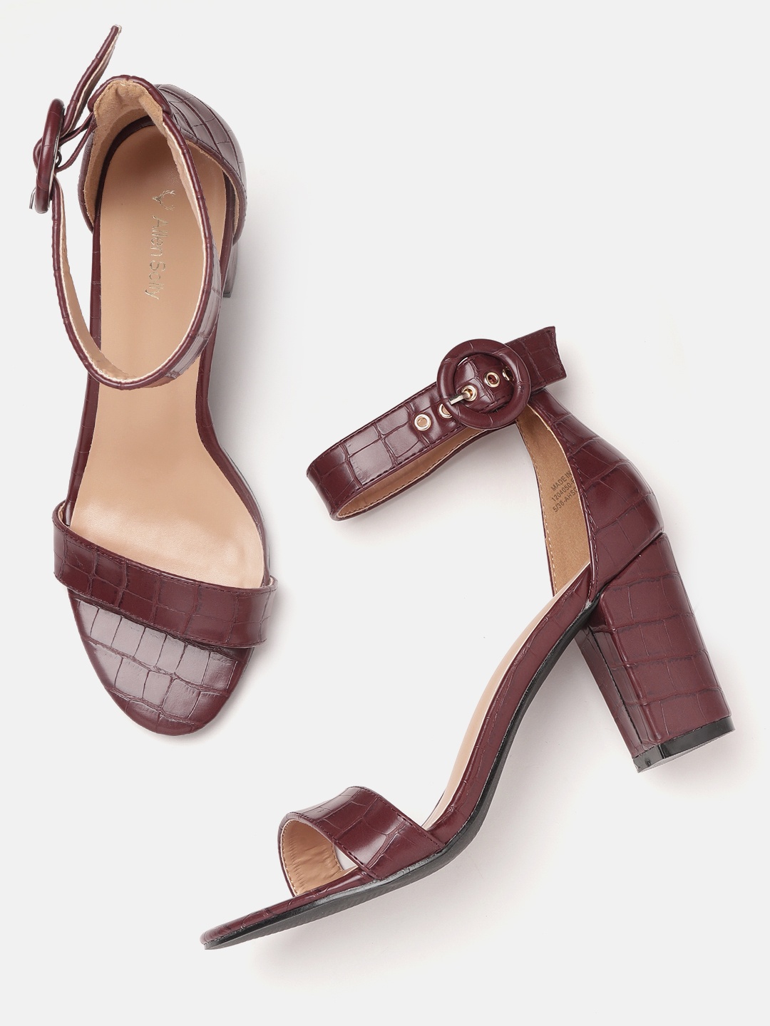 

Allen Solly Women Burgundy Croc Textured Heels