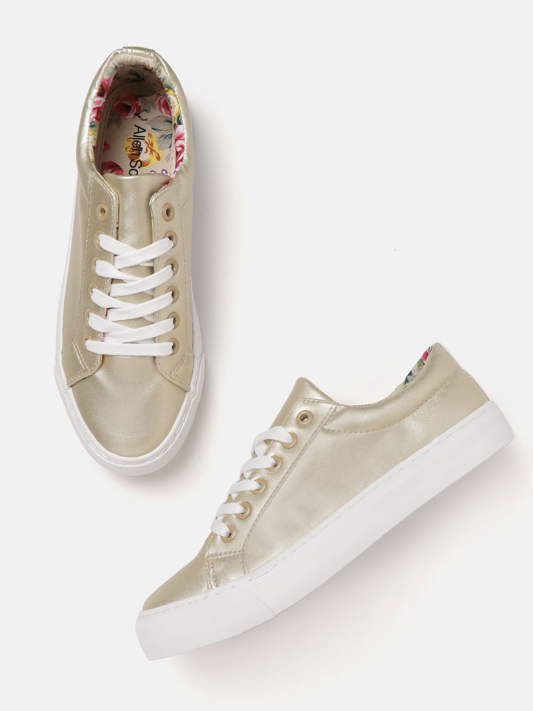 

Allen Solly Women Gold-Toned Solid Sneakers