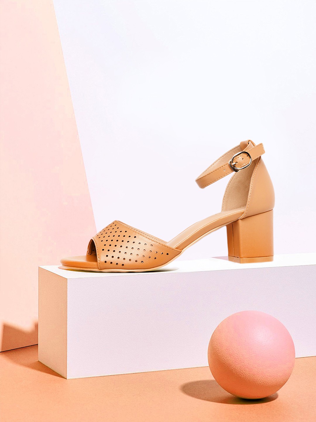 

Allen Solly Women Beige Mid-Top Perforated Heels