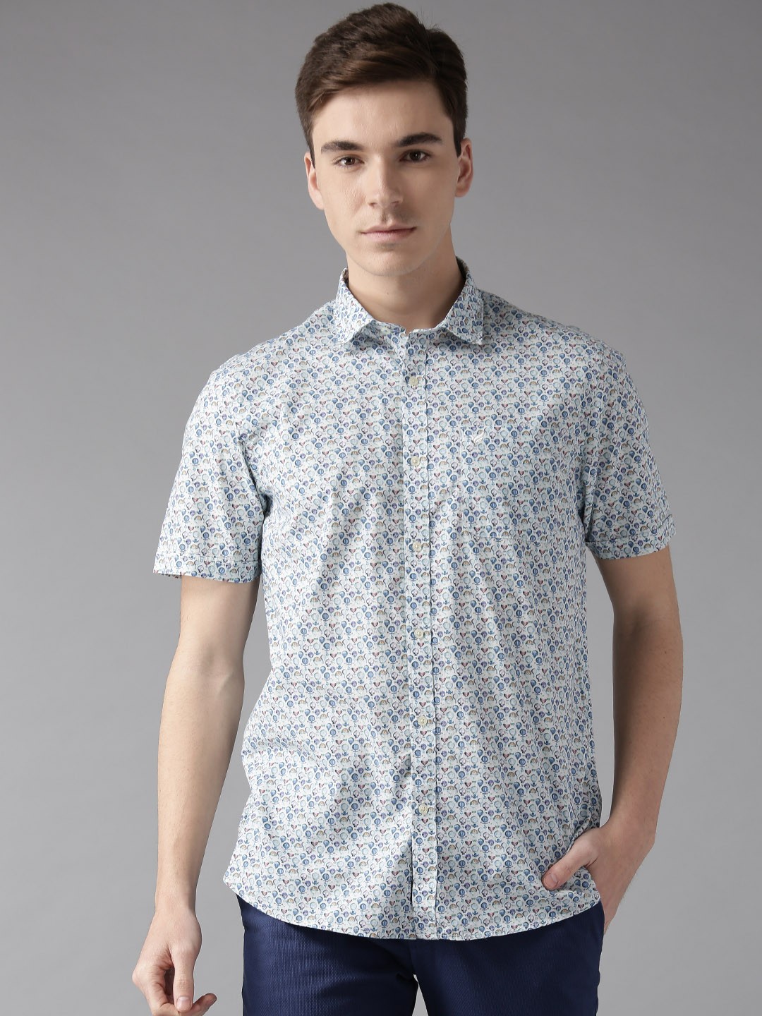 

Blackberrys Men Blue Slim Fit Printed Casual Shirt