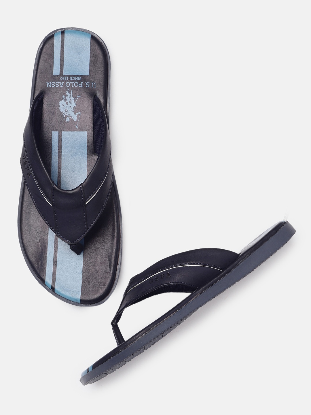 U.S. Polo Assn. Men Navy Blue Printed CODETTE Thong Flip-Flops