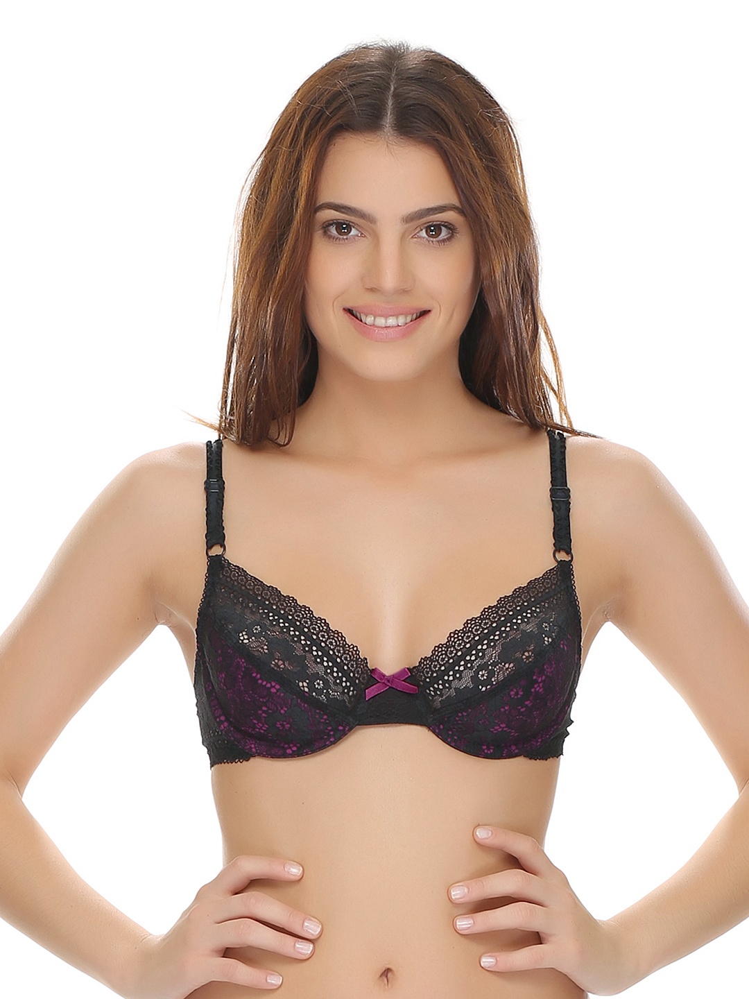 

Clovia Lace Non-Padded Bridal Demi Cup Bra - Black
