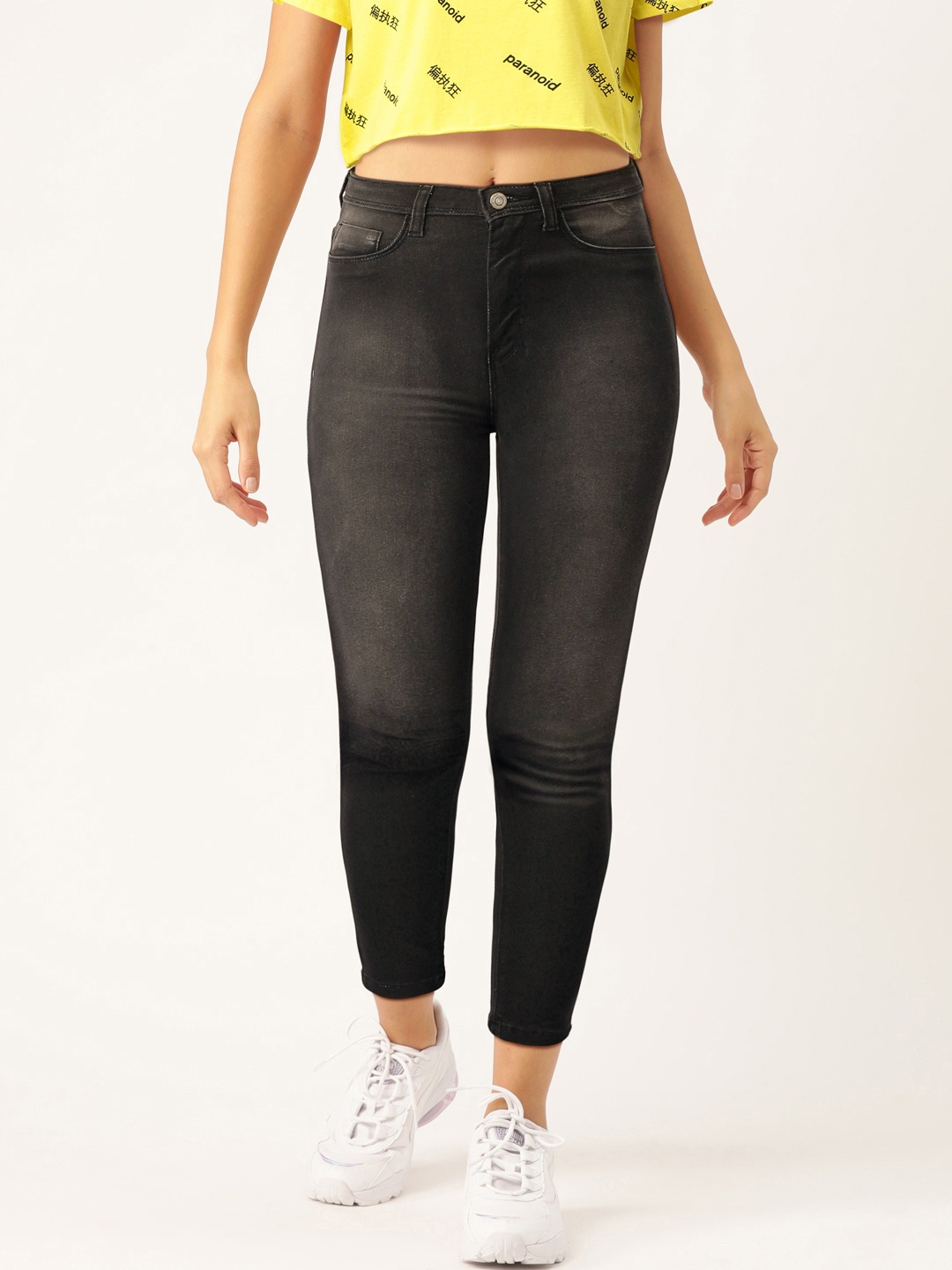 

Flying Machine Women Black Betty Fit High-Rise Clean Look Stretchable Cropped Jeans