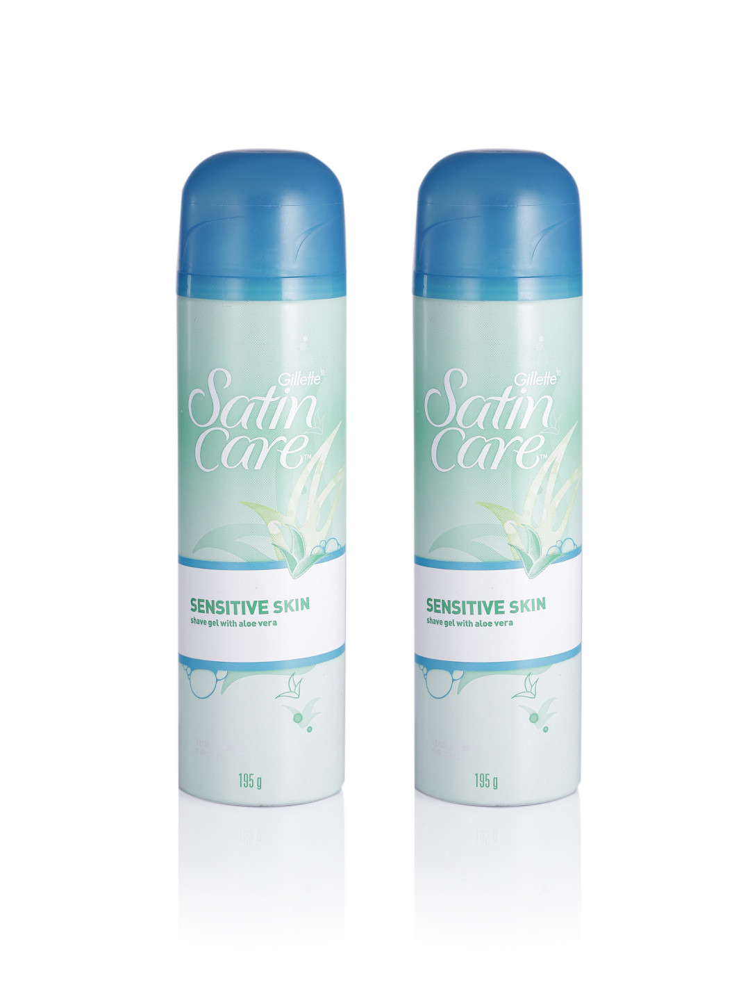

Gillette Women Set of 2 Satin Care Sensitive Skin Shave Gel With Aloe Vera - 195g each, Green