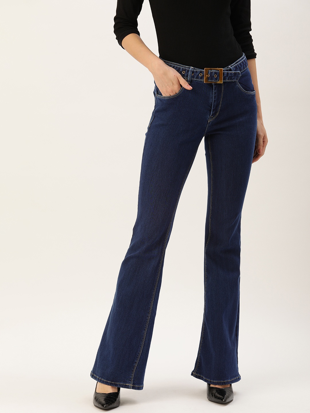 

Moda Rapido Women Blue Flared High-Rise Clean Look Stretchable Jeans