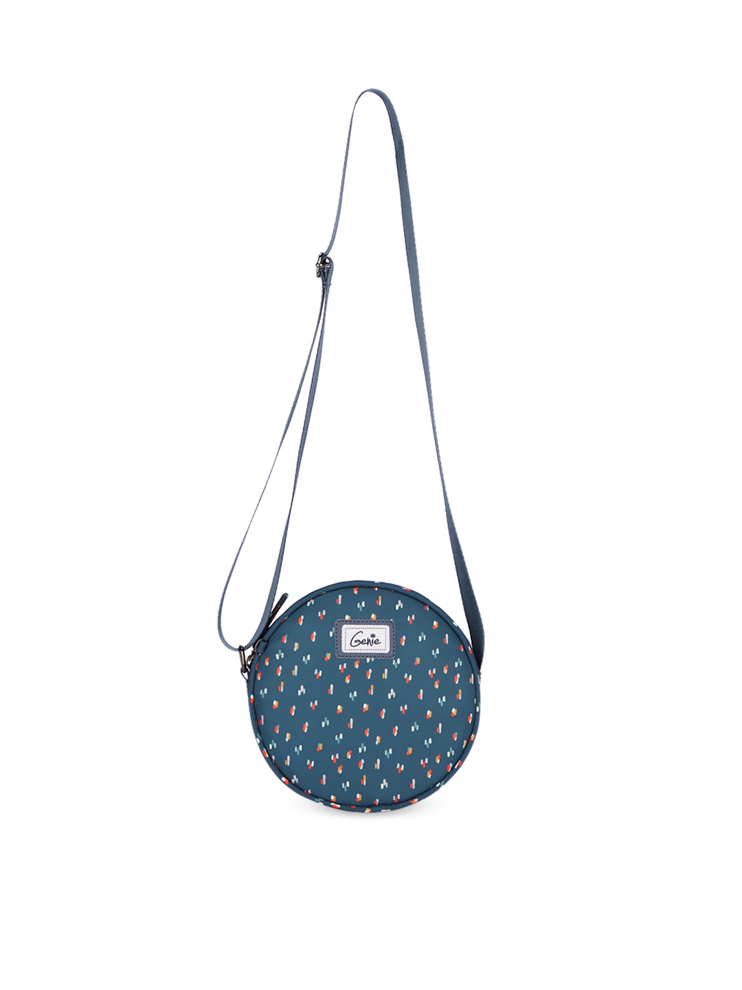 

Genie Women Micro or Ditsy Print Structured Sling Bag, Navy blue