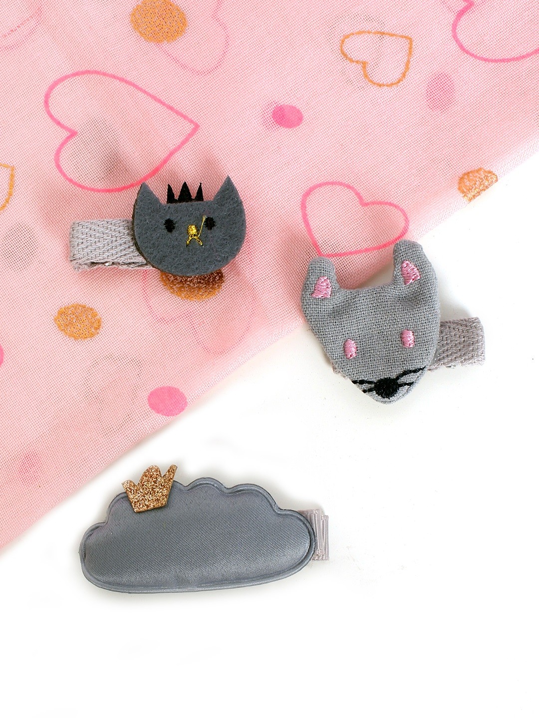

lil' star Girls Set of 3 Grey Embellished Alligator Hair Clip