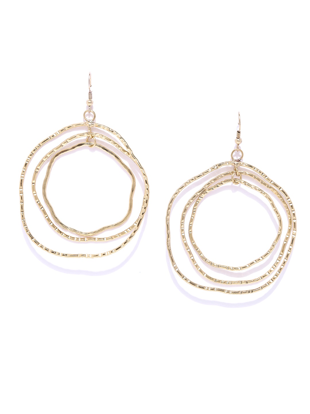 

Blueberry Gold-Plated Textured Handcrafted Circular Drop Earrings