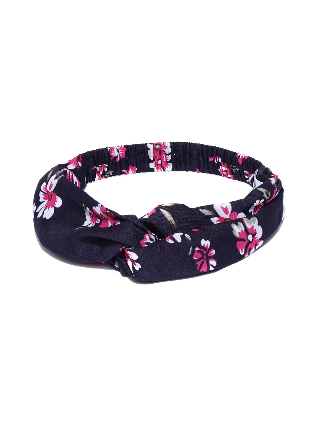 

Blueberry Navy Blue & Pink Floral Print Knot Hairband