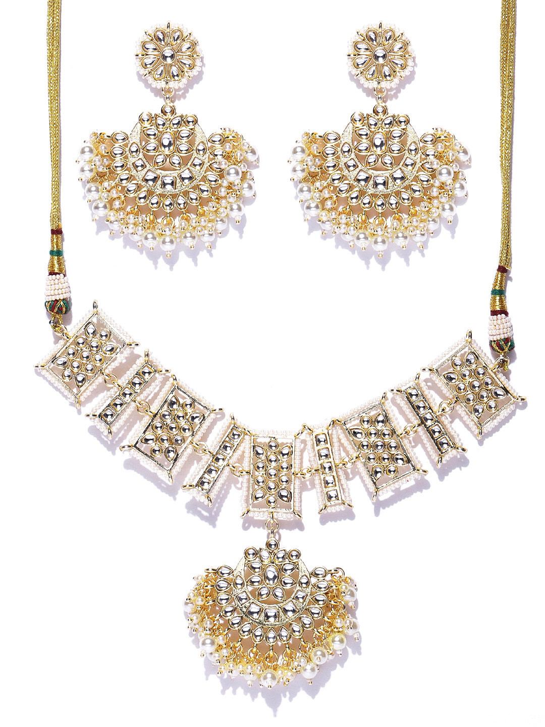 

Zobby Off-White Gold-Plated Kundan-Studded Jewellery Set