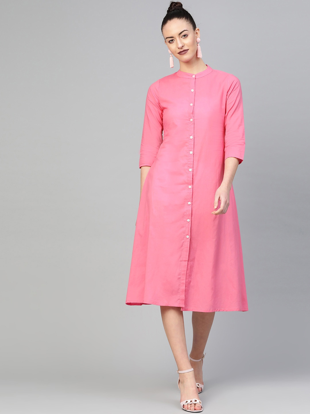 

AASI - HOUSE OF NAYO Women Pink Solid A-Line Dress