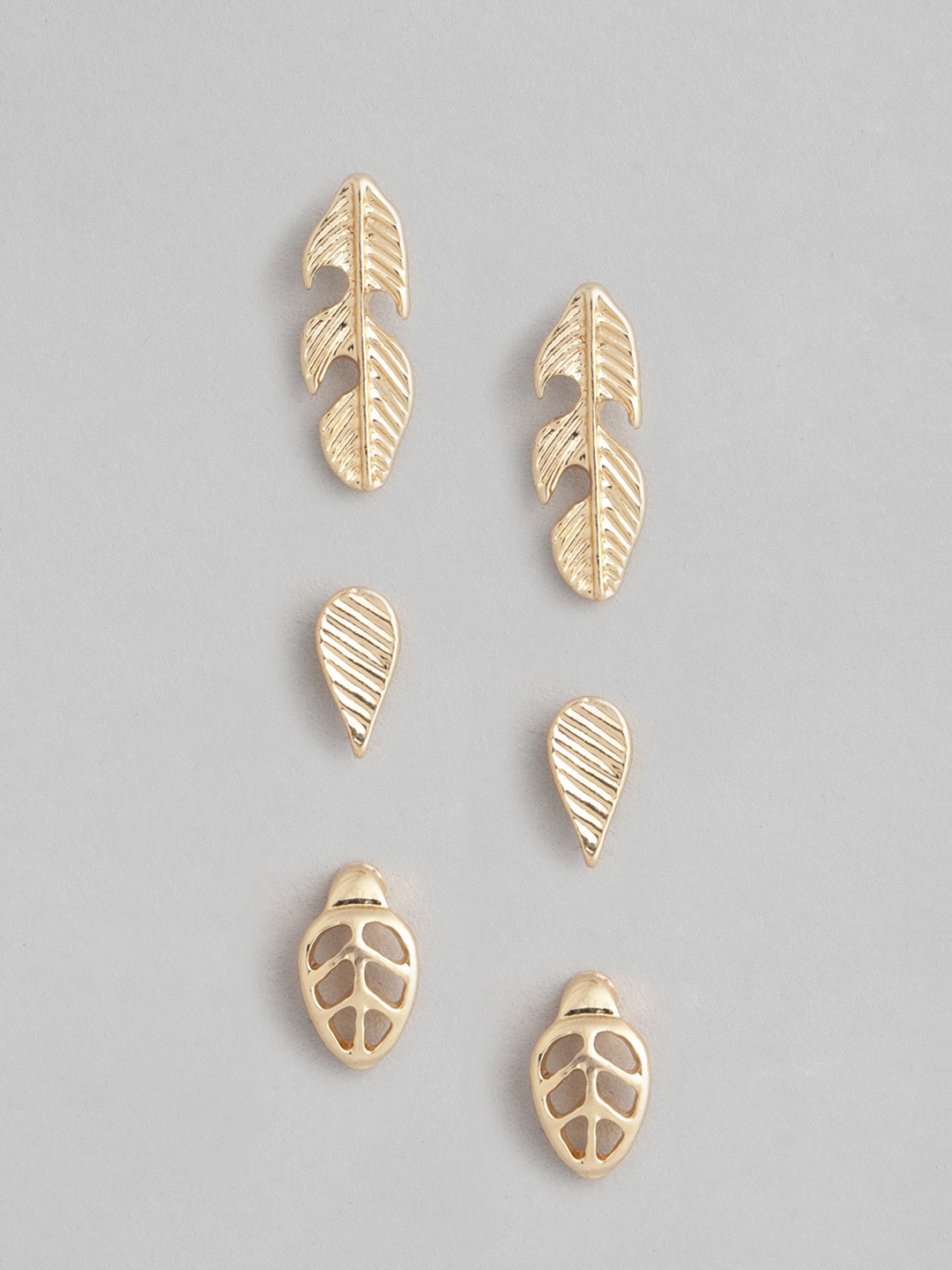 

Accessorize London Set Of 3 Leaf Shaped Stud Earrings, Gold
