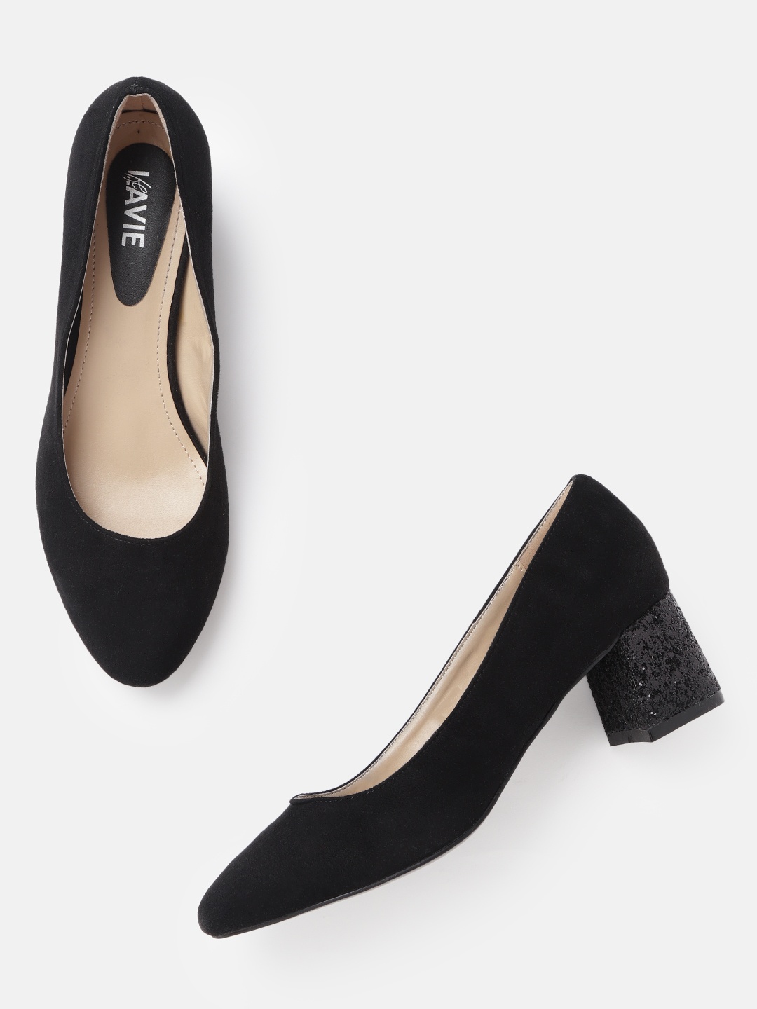 

Lavie Women Black Solid Suede Finish Pumps
