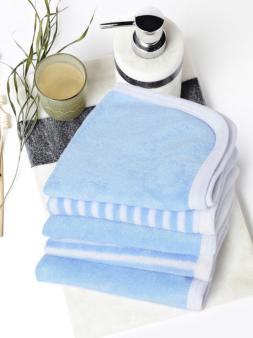 

My Milestones Infants Pack of 5 100% Premium Cotton Baby Washcloth, Blue