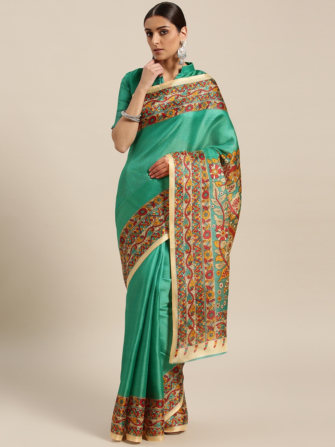 

Saree mall Green Solid Saree