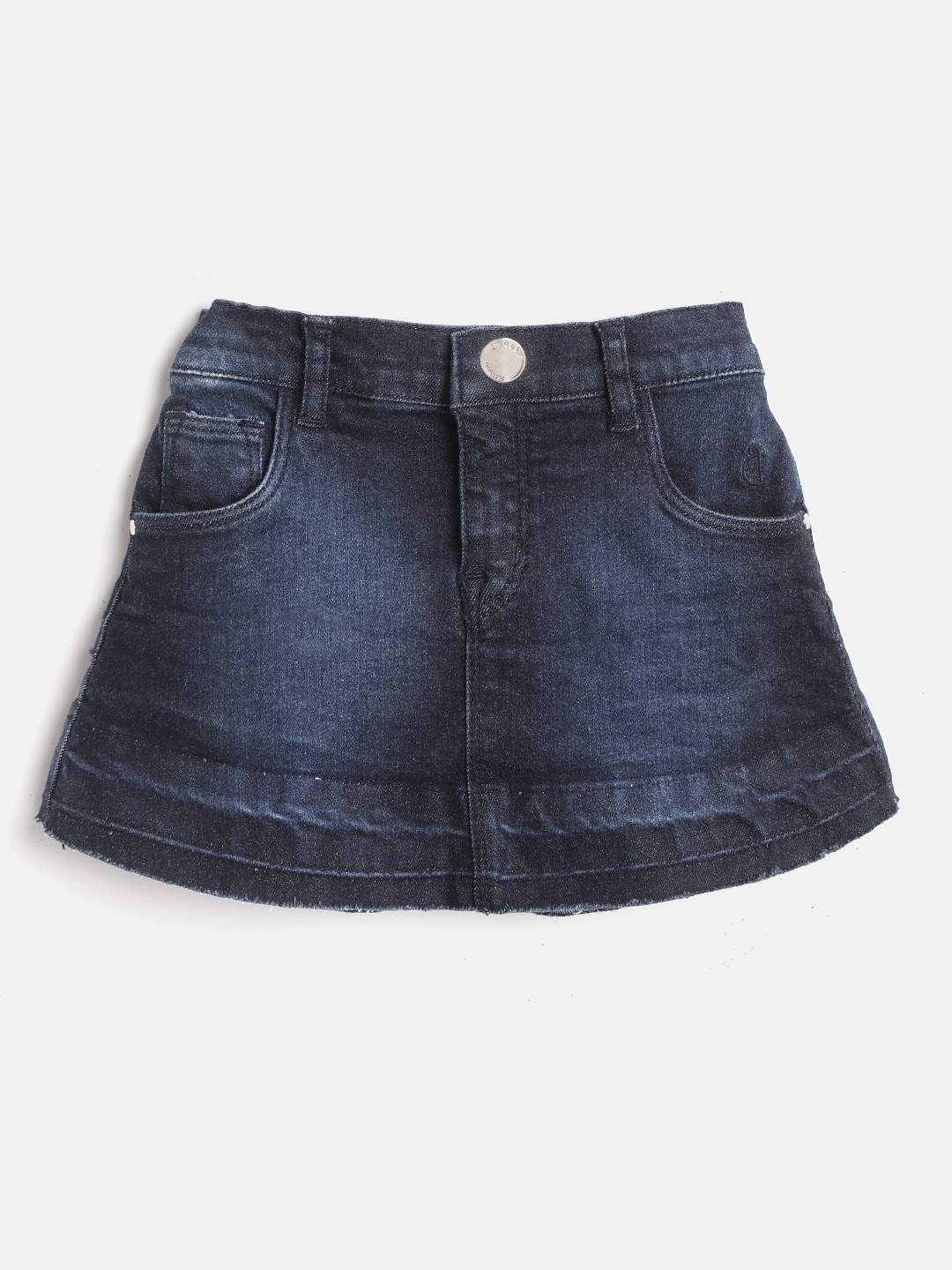 

Gini and Jony Girls Navy Blue Washed Denim A-Line Skirt