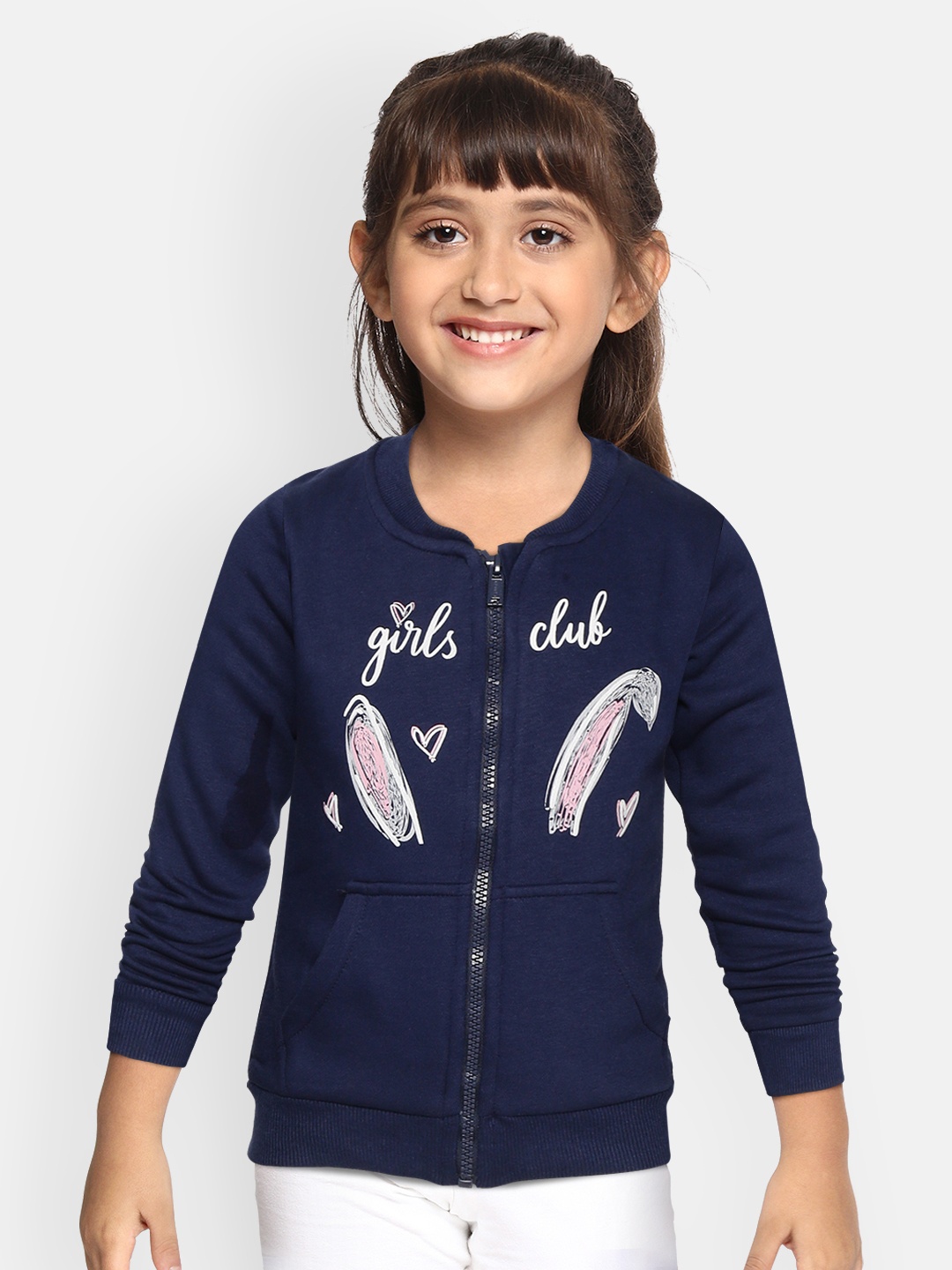 

Gini and Jony Girls Navy Blue & White Typography Print Sweatshirt