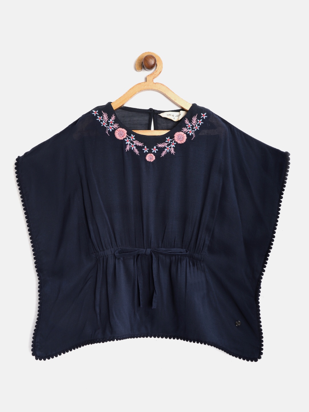 

Gini and Jony Girls Navy Blue Solid Kaftan Top with Inner